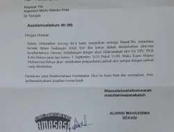 Terkait Batalnya Gelar Aksi Aliansi Mahasiswa Bekasi di Depan Kantor DPC PKB Kota Bekasi Ini Penjelasannya