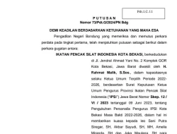 Majelis Hakim PN Bandung Akhirnya Kabulkan Gugatan Yang di Ajukan Ketua Umum IPSI Kota Bekasi Rahmat Malik