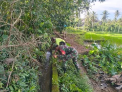 TNI Manunggal Air, Serka Imam Sungep Bersama Warga Kedung Banteng Gotong Royong Bersihkan Irigasi